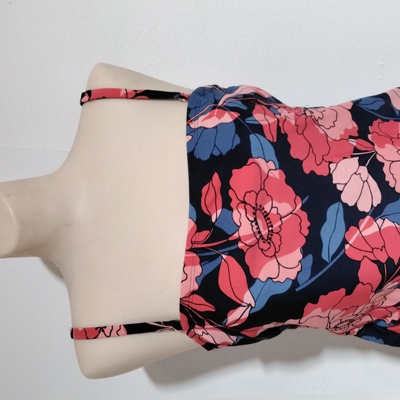 Kona Sol Floral 1 Piece Bathing Suit w/Tie Back and Adjustable Straps Size L - Picture 2 of 16